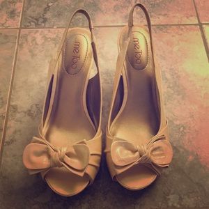 Me Too Nude Peep Toe Pumps with Low Heel